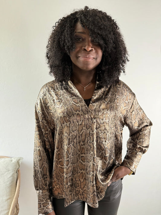 Chemise oversized pailletée serpent