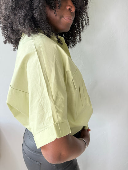 Chemise en coton à nouer verte – Fraîcheur et féminité assurées