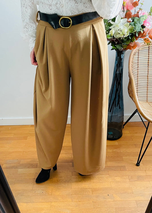 Pantalon large camel