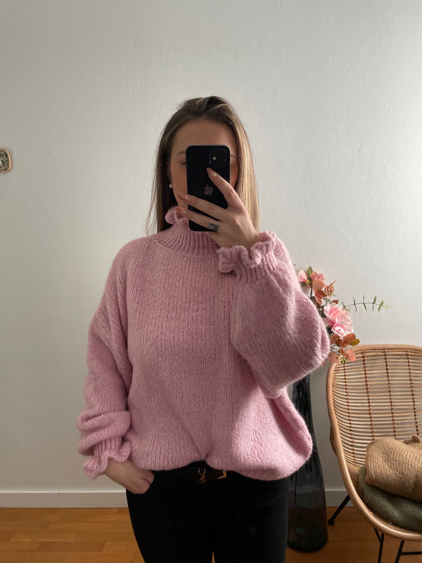 Pull col froufrou blush