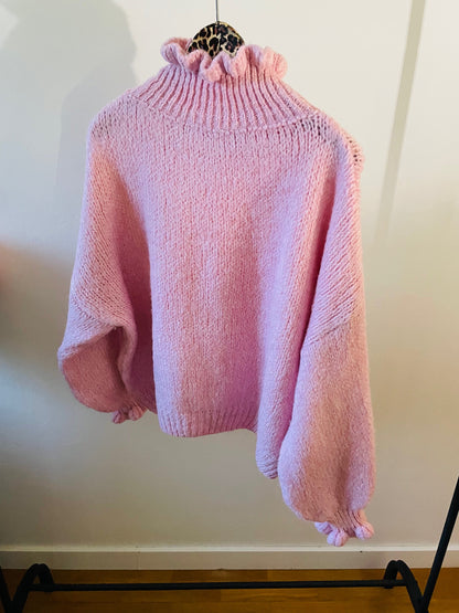 Pull col froufrou blush