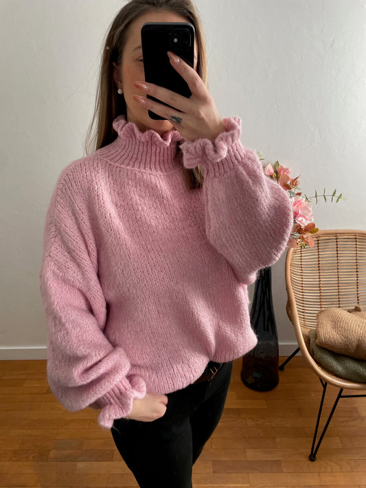 Pull col froufrou blush